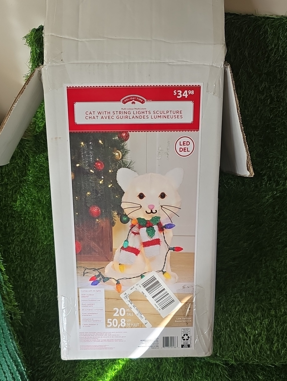 NOS HOLIDAY TIME CAT W STRING LIGHTS IN BOX TESTED